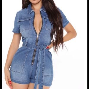 Epic Babe Denim Romper- Fashion Nova